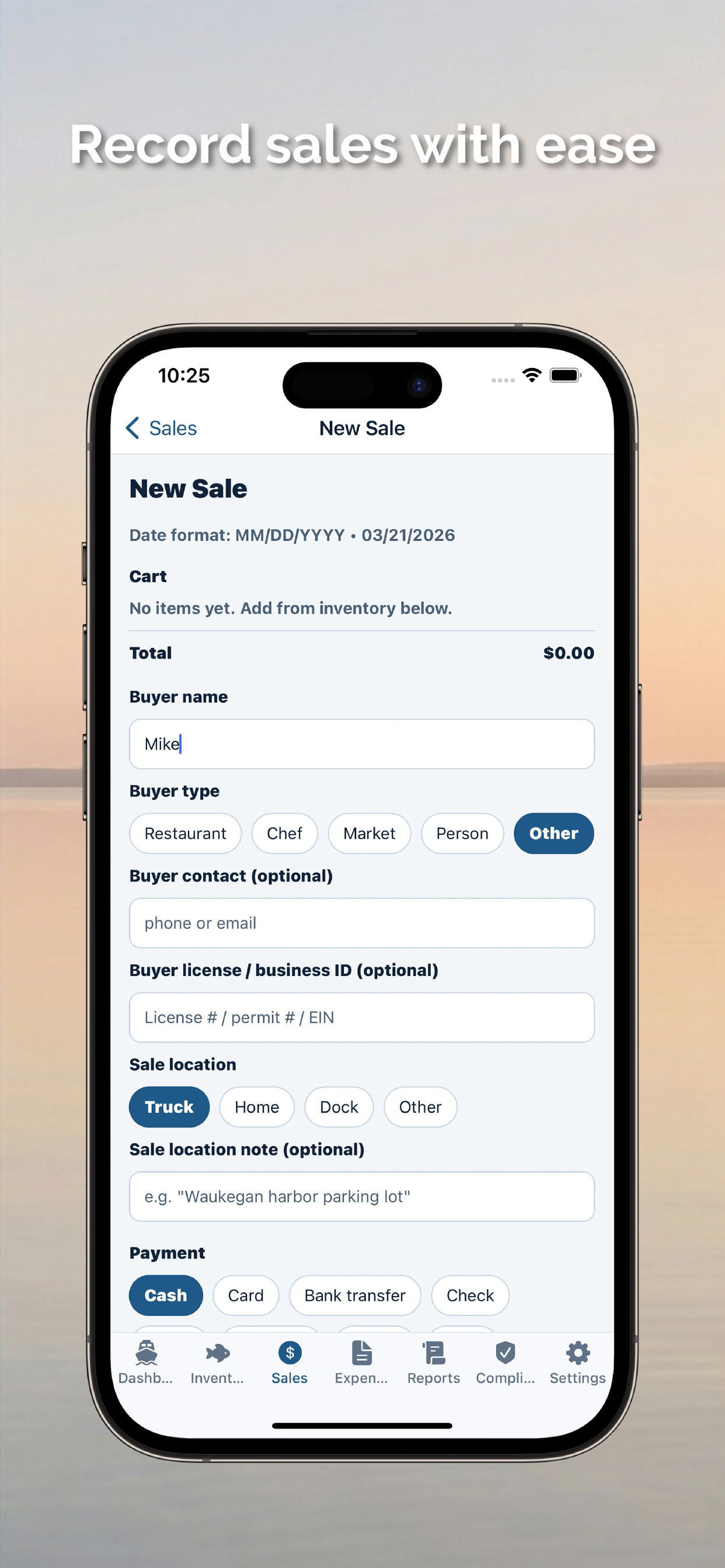 Record sales with ease