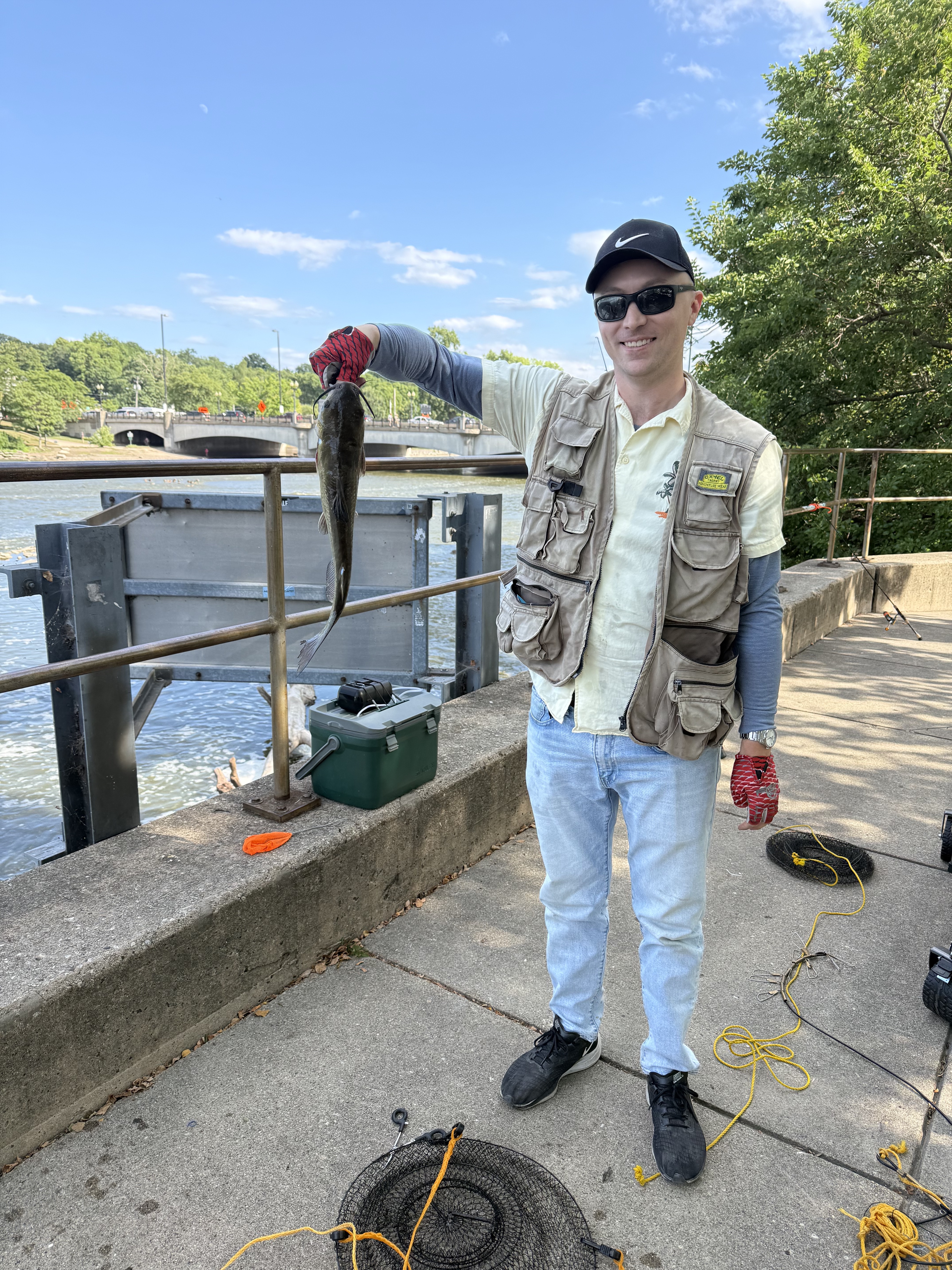 Channel catfish caught during a summer bank fishing trip below a dam